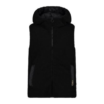 CMP Gilet à capuche fixe en fourrure Teddy pour femme - Noir