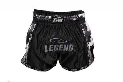 Kickboks Broekje Kids/Volwassenen Camo Grijs Satijn