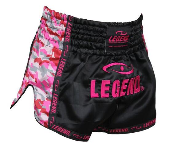 Kickboks Broekje Meisjes/Dames Camo Roze Satijn