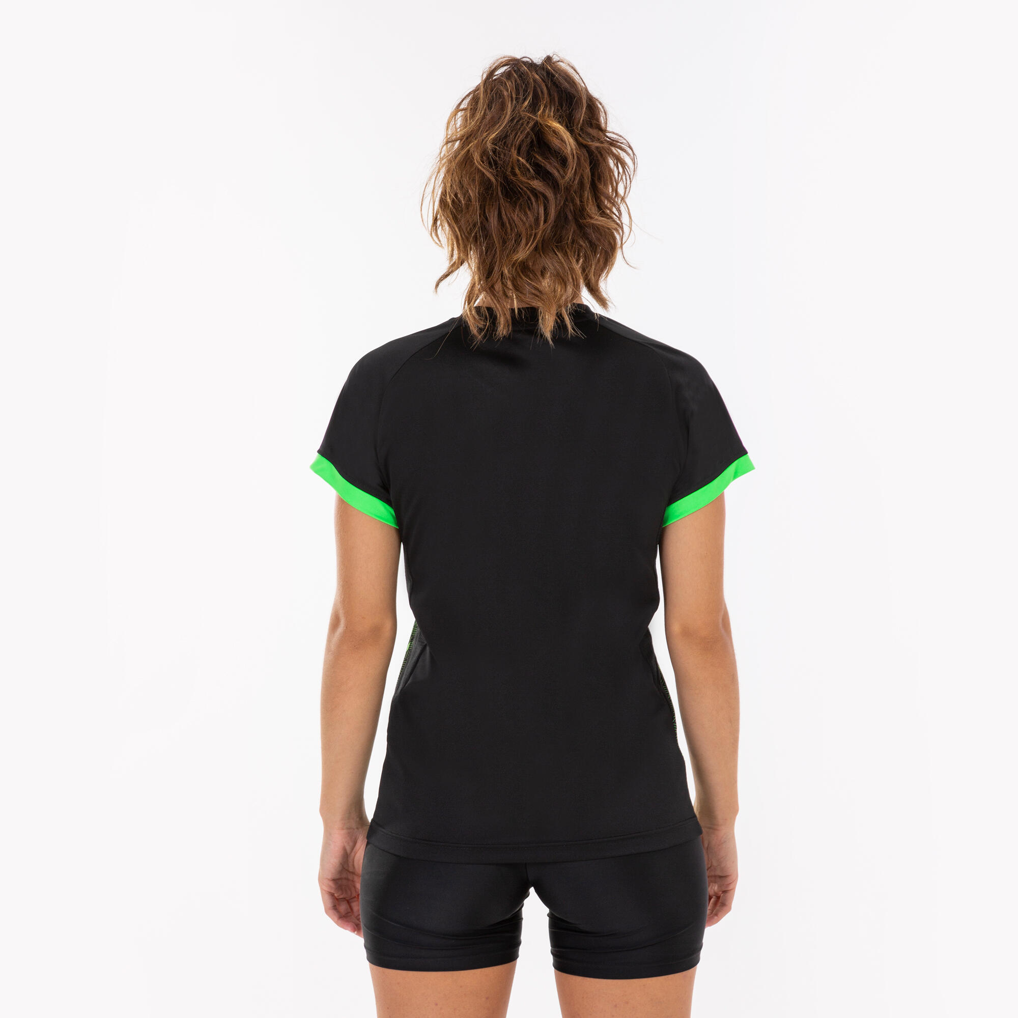 Maillot manches courtes Femme Joma Supernova noir vert fluo 3/5