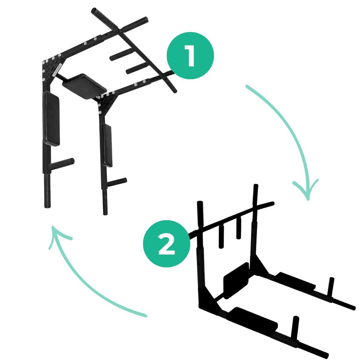 Gros Barre de Traction Murale 3 en 1 Station Dips et Abdominaux 5/7