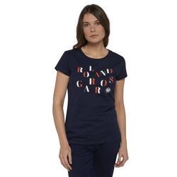 T-shirt col rond lettres femme Roland-Garros - marine