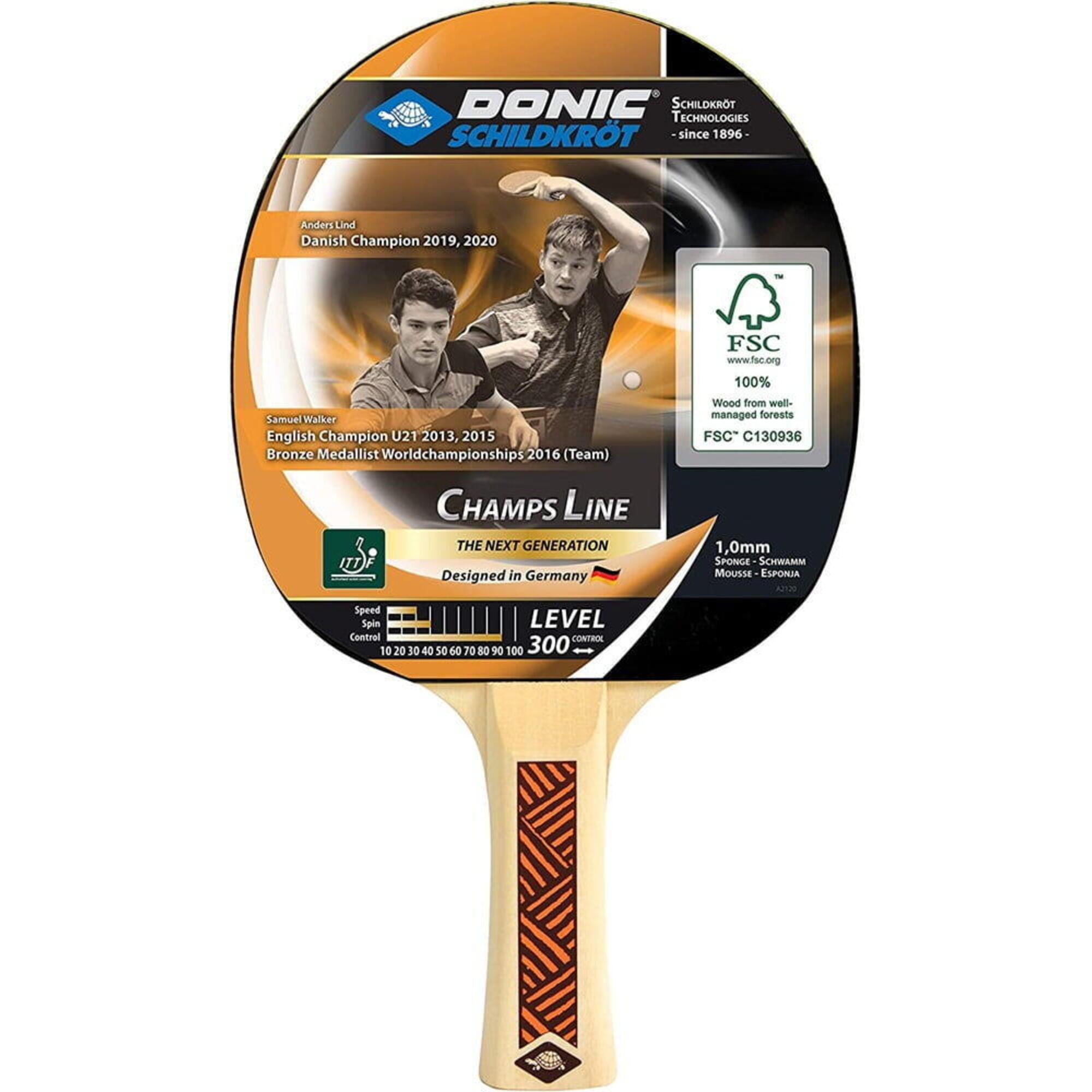 Donic-Schildkrot Champs Line 300 Table Tennis Paddle 1/4