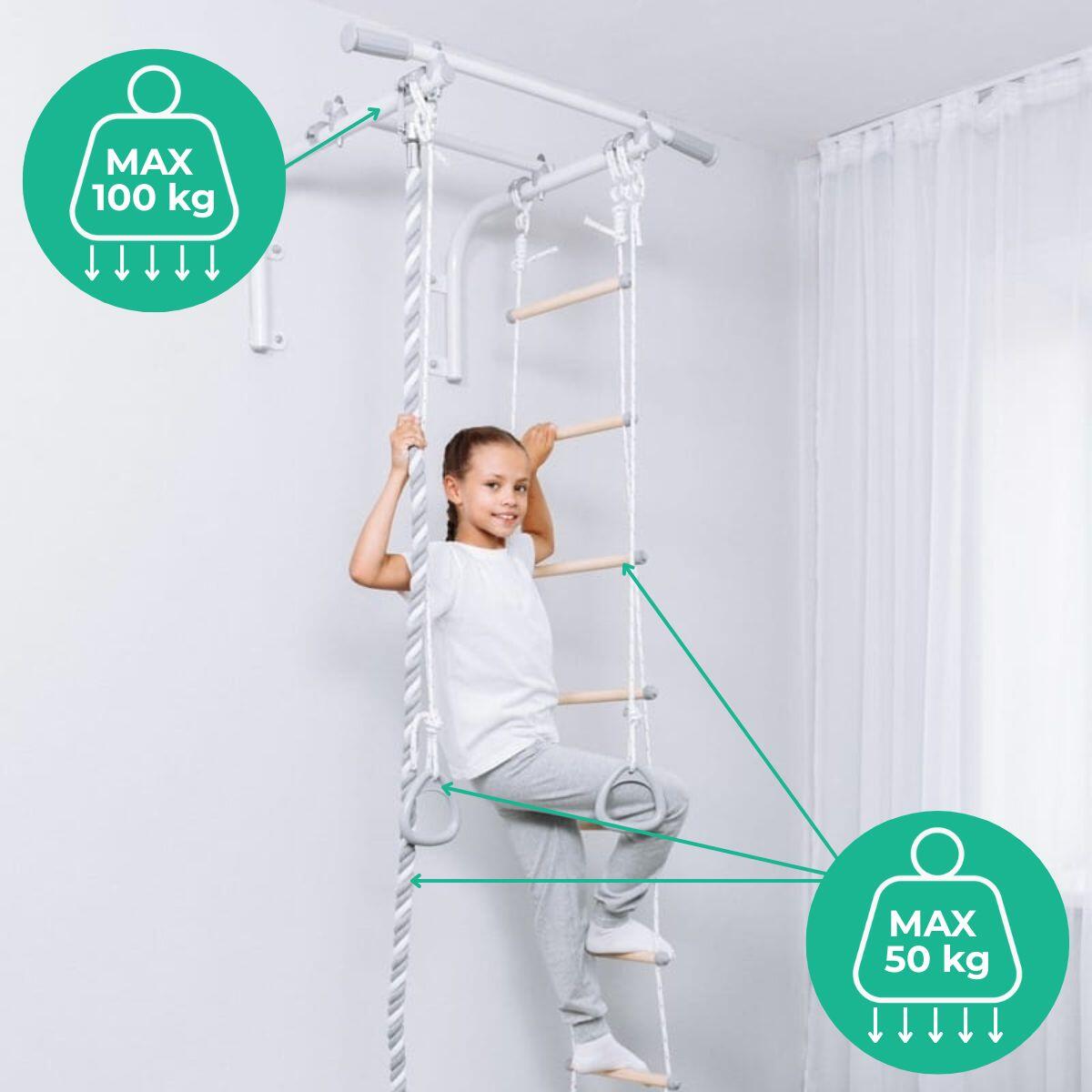 Barre de traction murale avec accessoires de gymnastique pour enfants 7/7