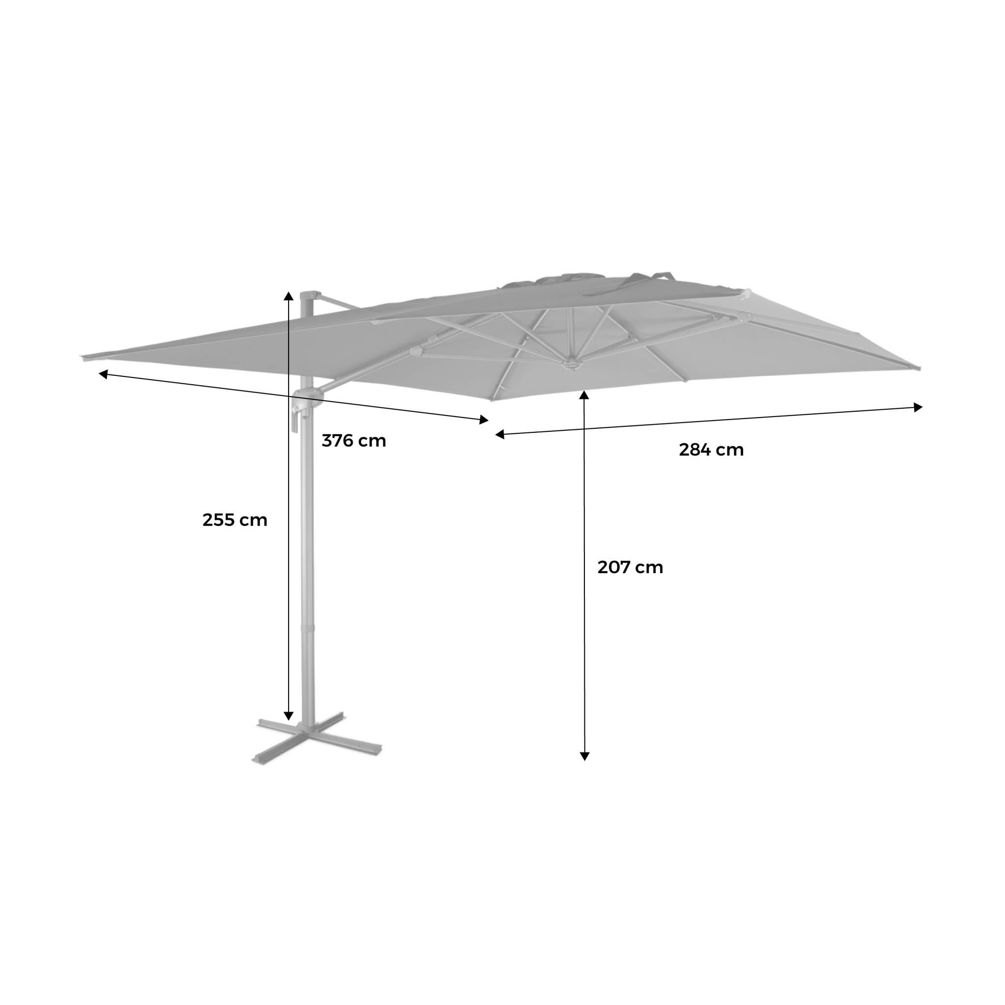 3x4m ombrellone rettangolare decentrato, Grigio 2/6