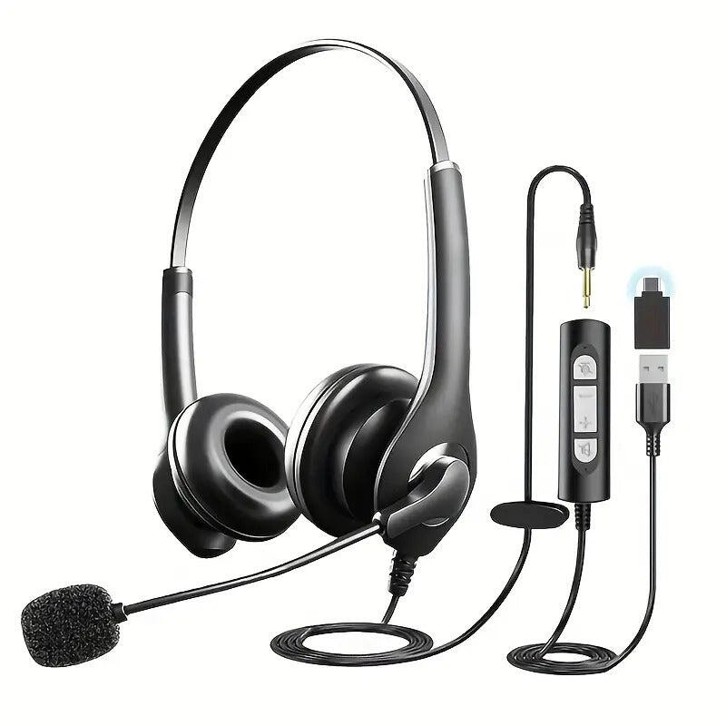 NNETM Wired Headset with Dual Noise Cancelling Mic