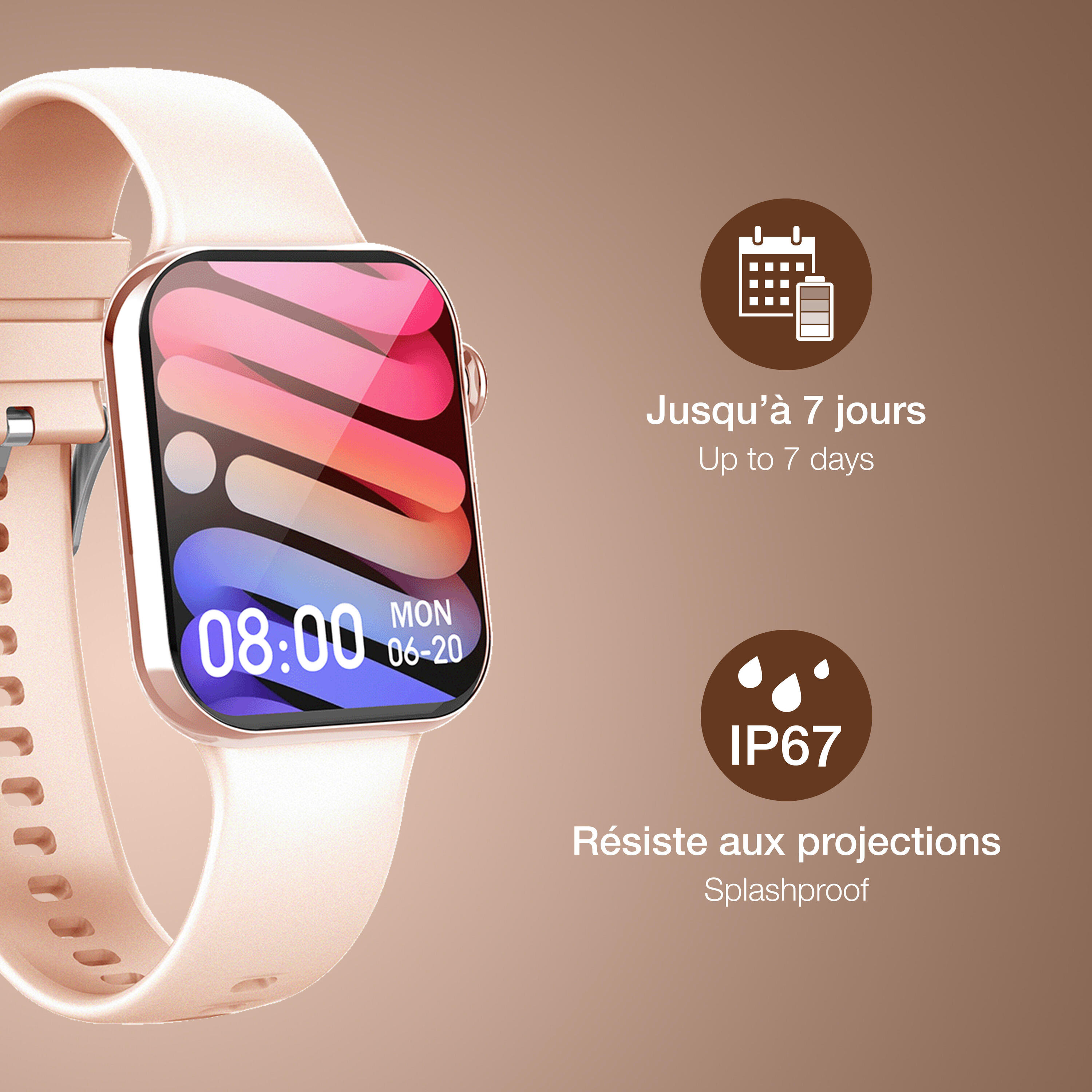Montre connectée Square Or Rose Bigben 2/4