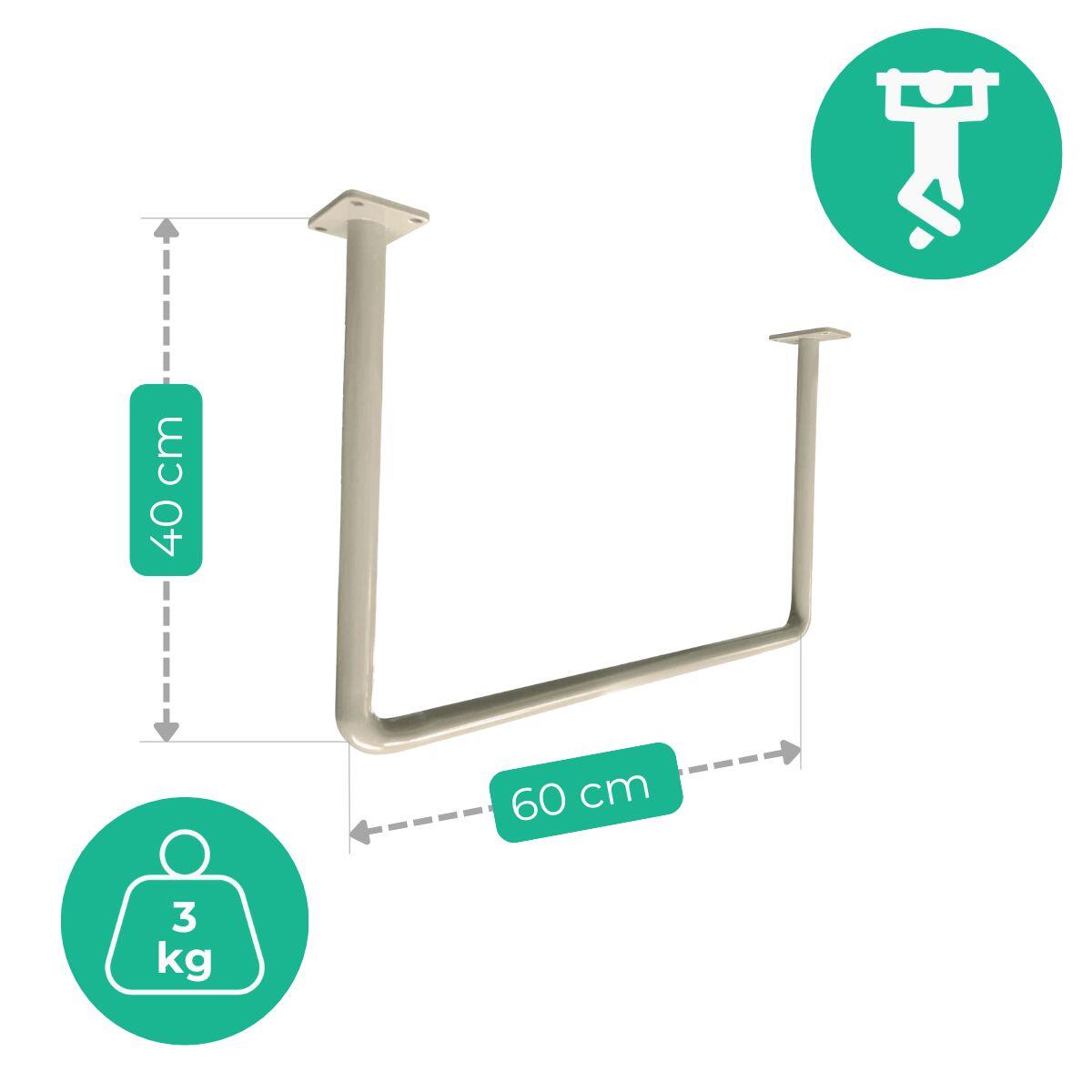 Kinderen Gymnastiek Optrekstang Plafondmontage Metaal 60cm Beige 2/7