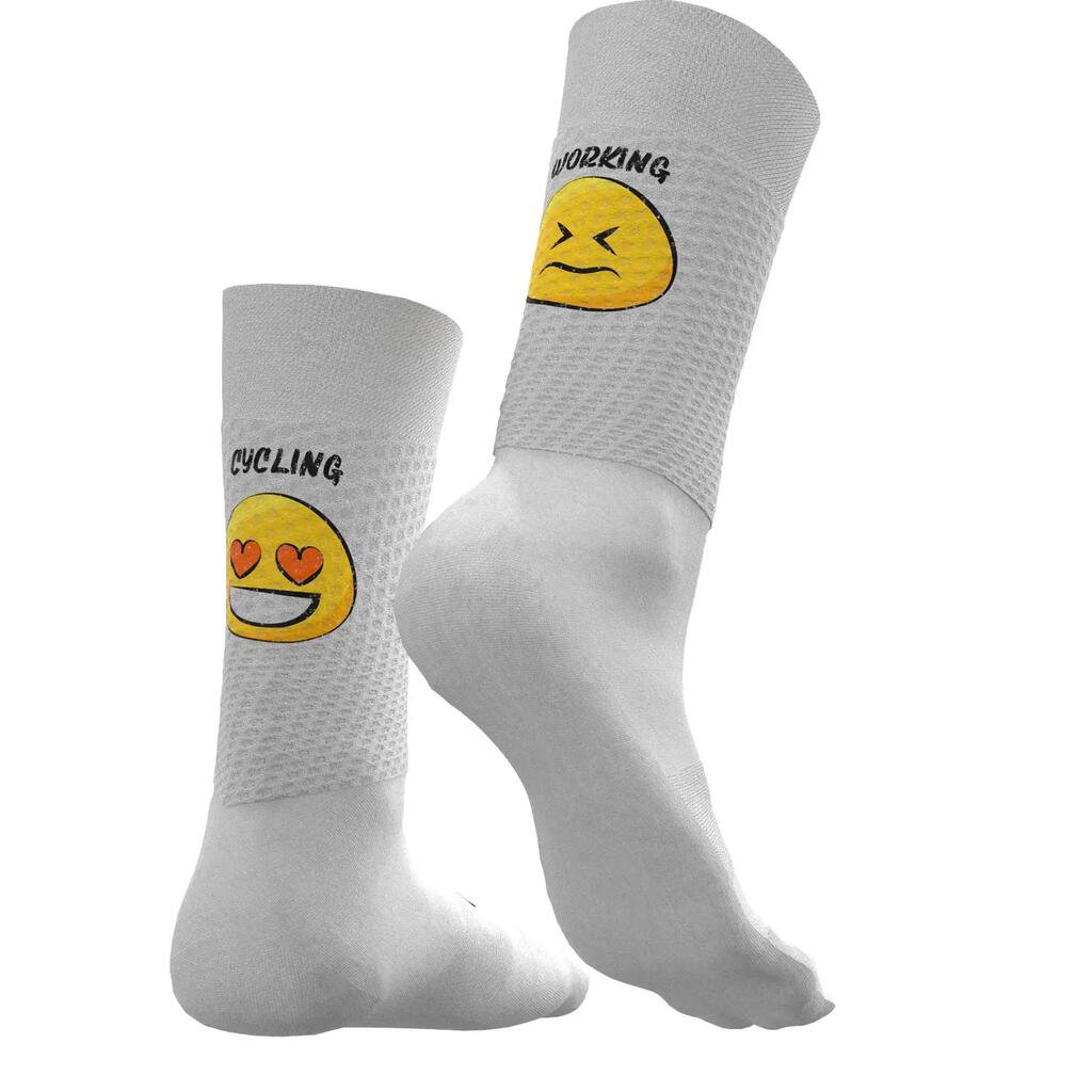 Breathable Cycling Socks – White / Working vs Cycling