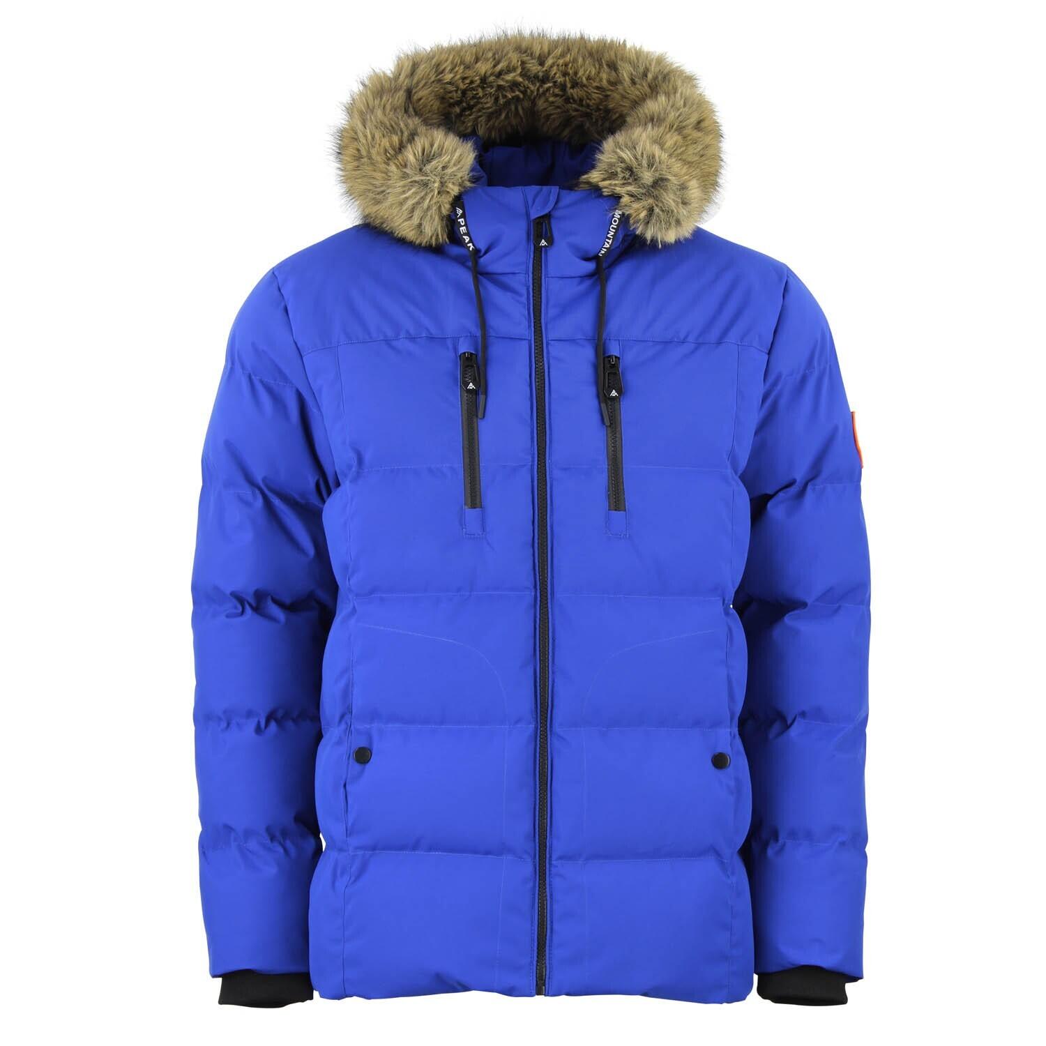 Peak Mountain - Doudoune À Capuche En Fourrure Femme Peak Mountain - Doudoune Synthétique - Blanc|bleu - Decathlon