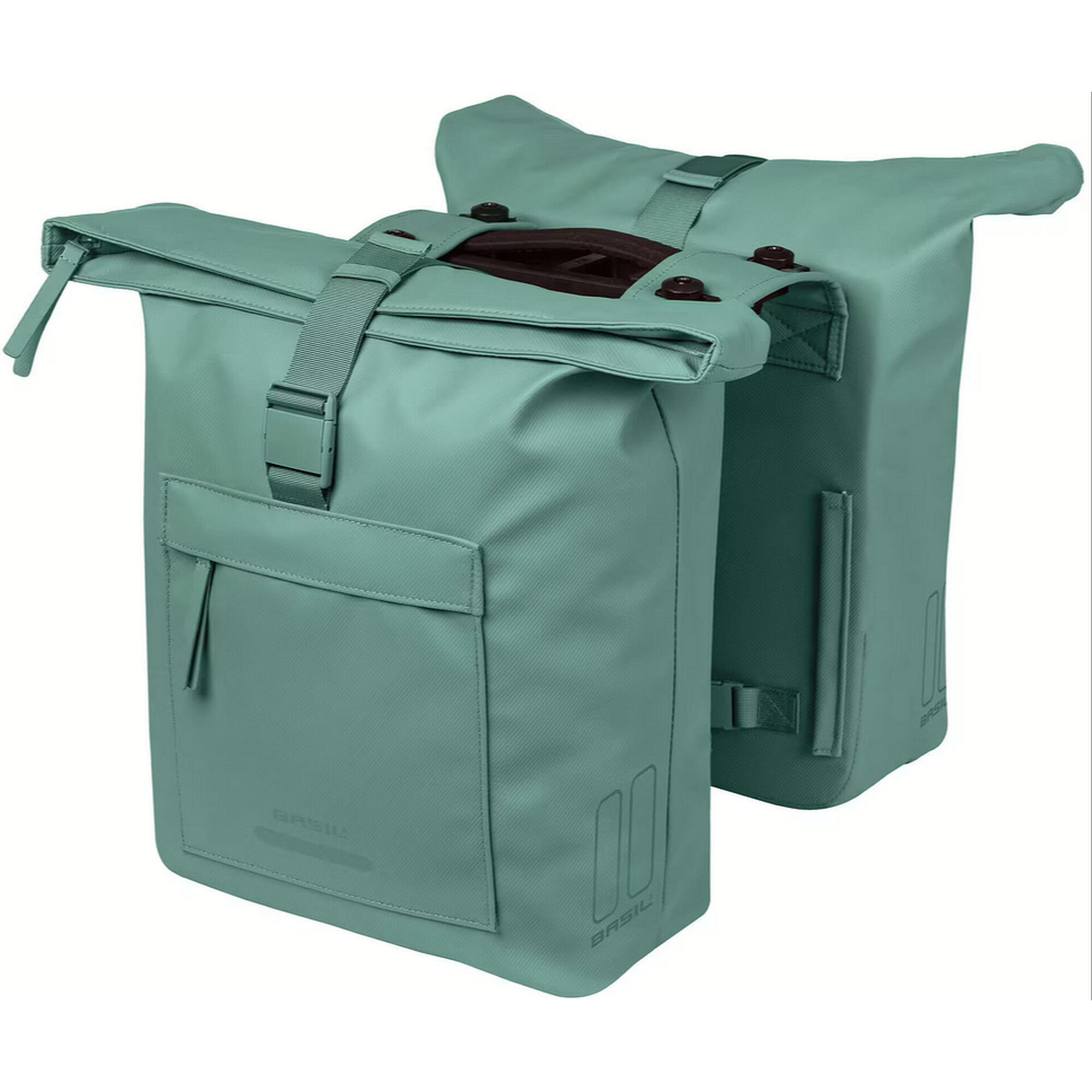 Basil - Porte-bagages - Panier De Vélo « Brooklyn Mik 2.0 », Vert Argenté - Sacoche Vélo - Vert - Decathlon