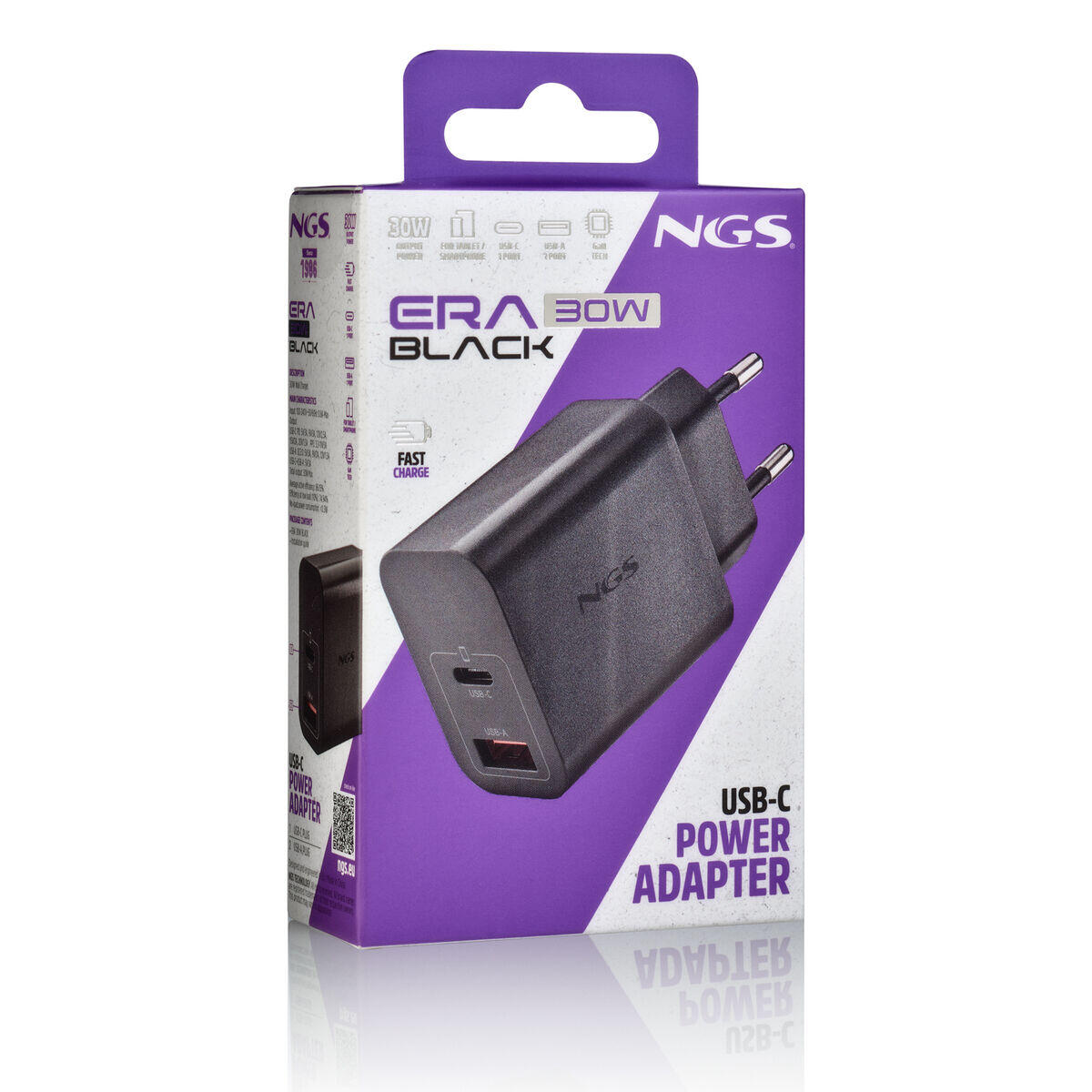 Carregador para Portátil NGS ERA30WBLACK Tomada EU 3/5