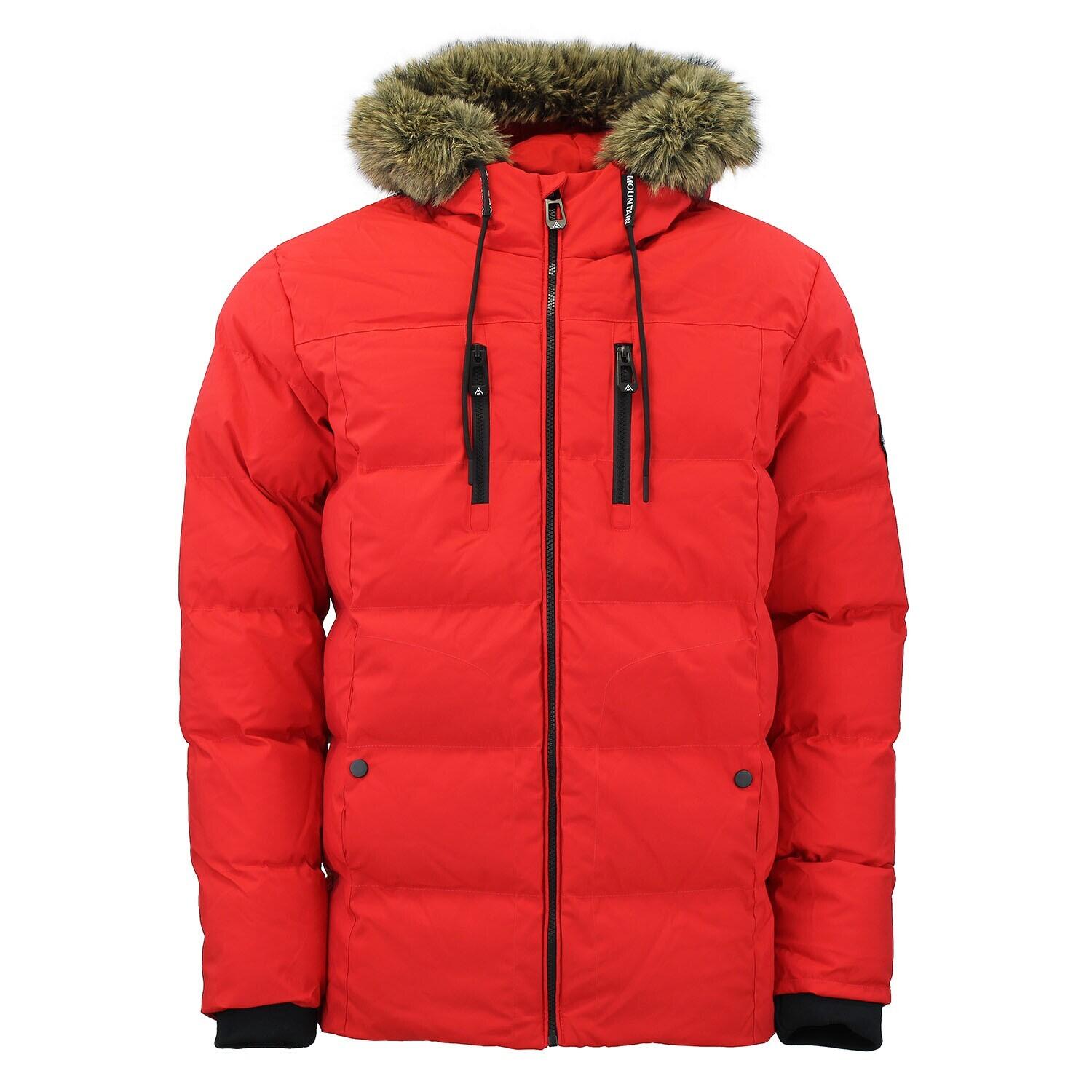 Peak Mountain - Doudoune À Capuche En Fourrure Femme Peak Mountain - Doudoune Synthétique - Rouge - Decathlon