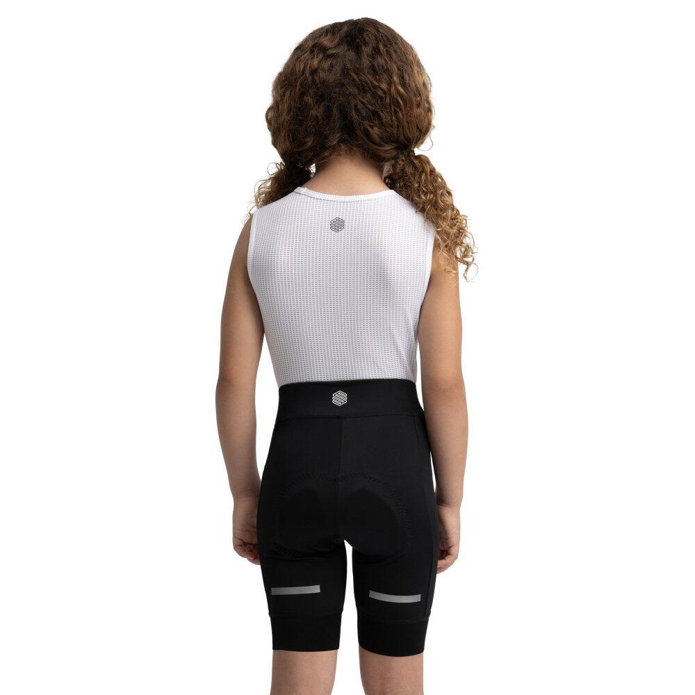 Kids Cycling girls’ padded shorts K-Core Racing Black Black 3/8