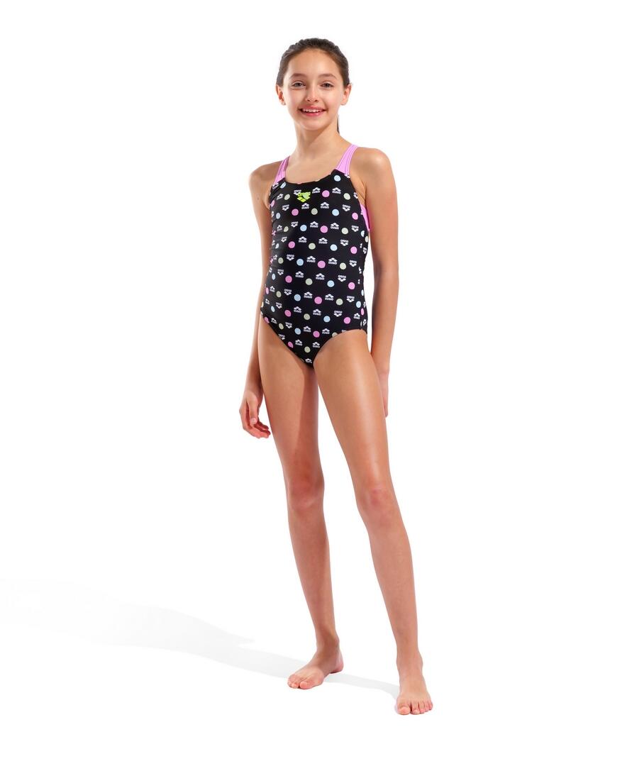 Arena Multiple-Dot Maillot de Bain Enfant - Noir / Rose, 12-13 2/7