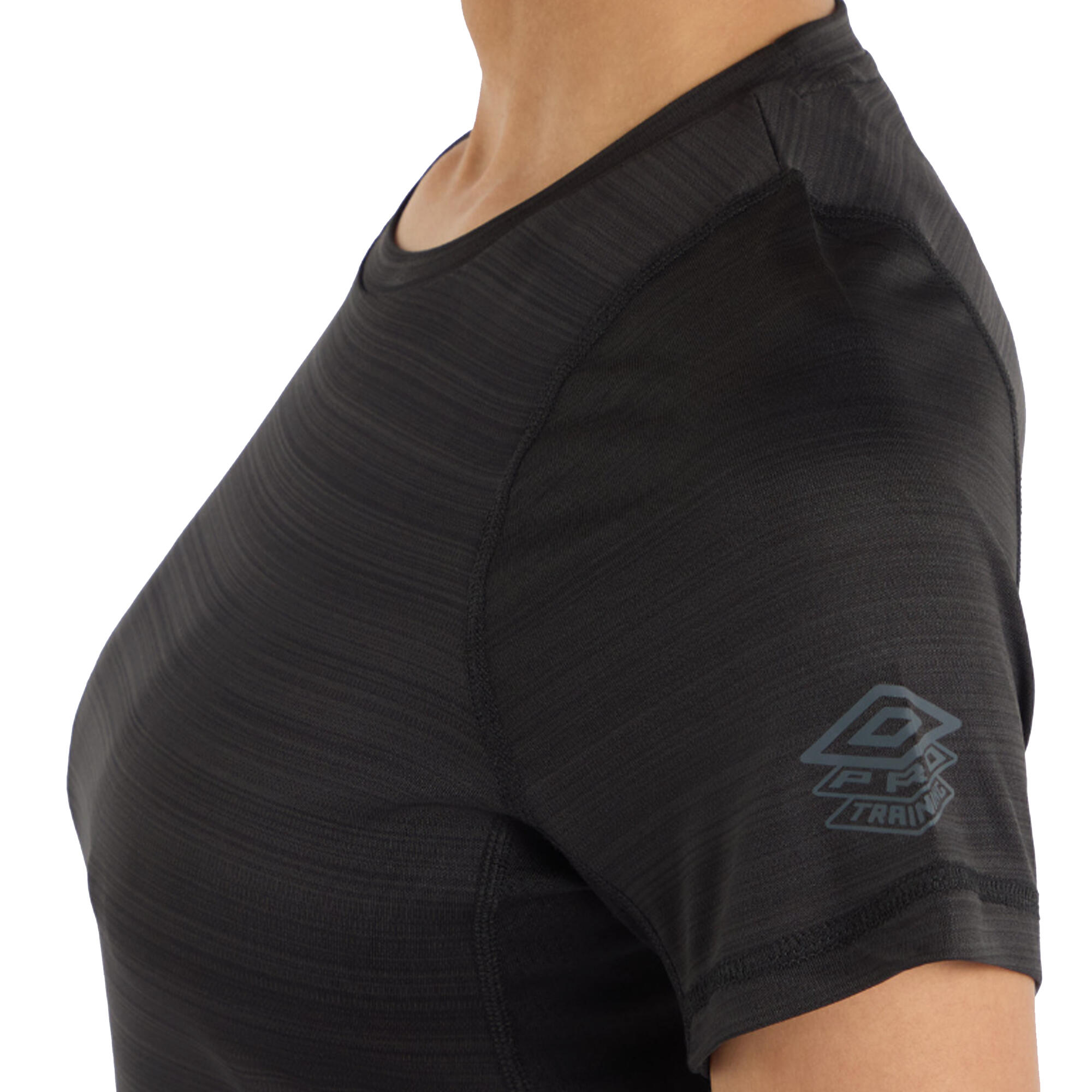 Womens/Ladies Pro Marl Polyester Training TShirt (Black Marl) 3/4