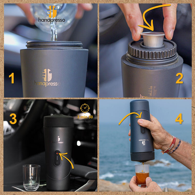 Coffret avec cafetière portable sur batterie Handpresso Auto Set 100ml 3/8