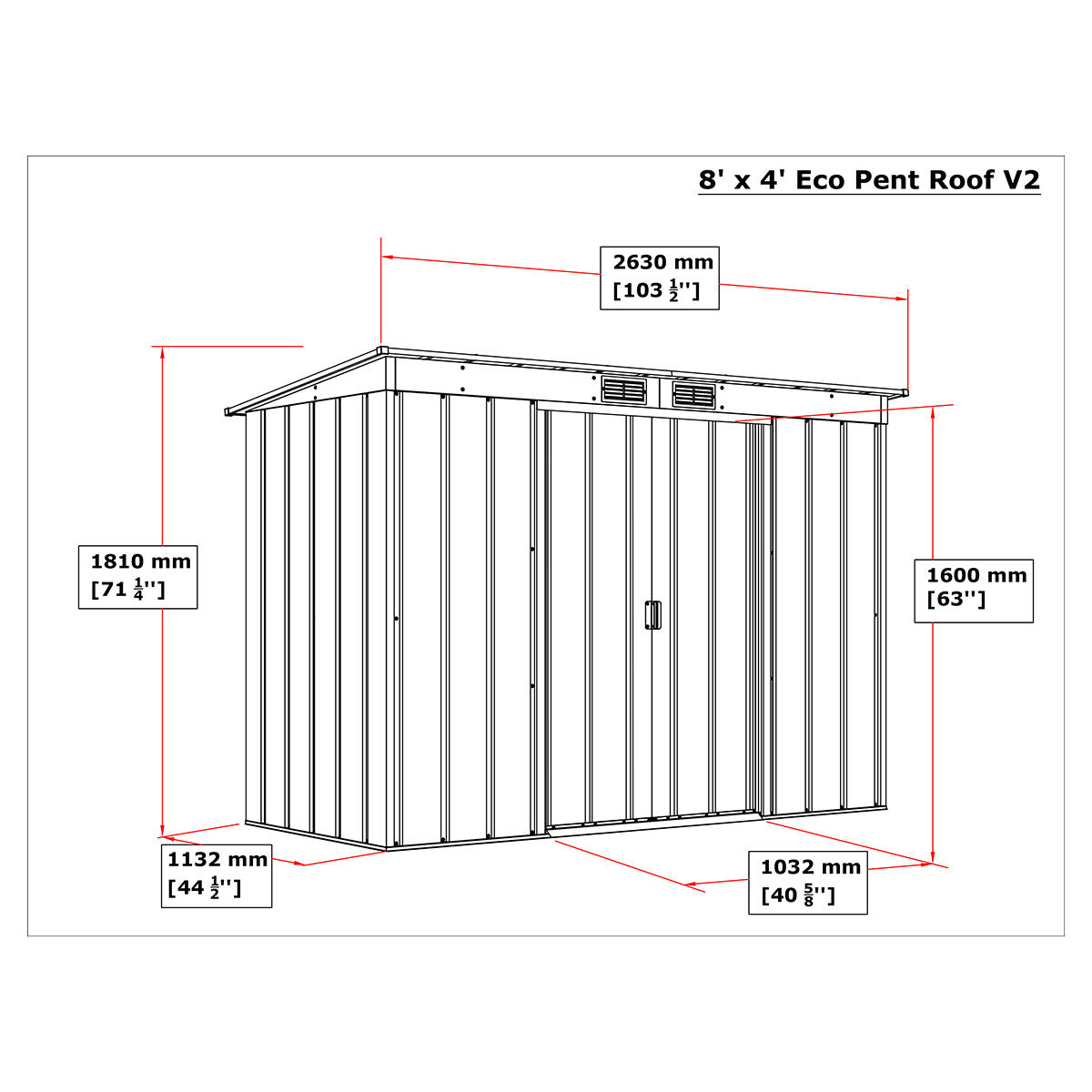 Caseta jardín Eco Pent Roof 8×4 metal gris antracita 3/7