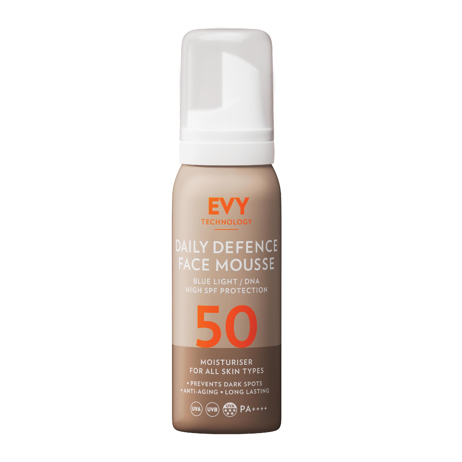 Evy Technology - Evy Mousse Visage Défense Quotidienne Spf 50 - Crème Solaire - 75 Ml - Decathlon