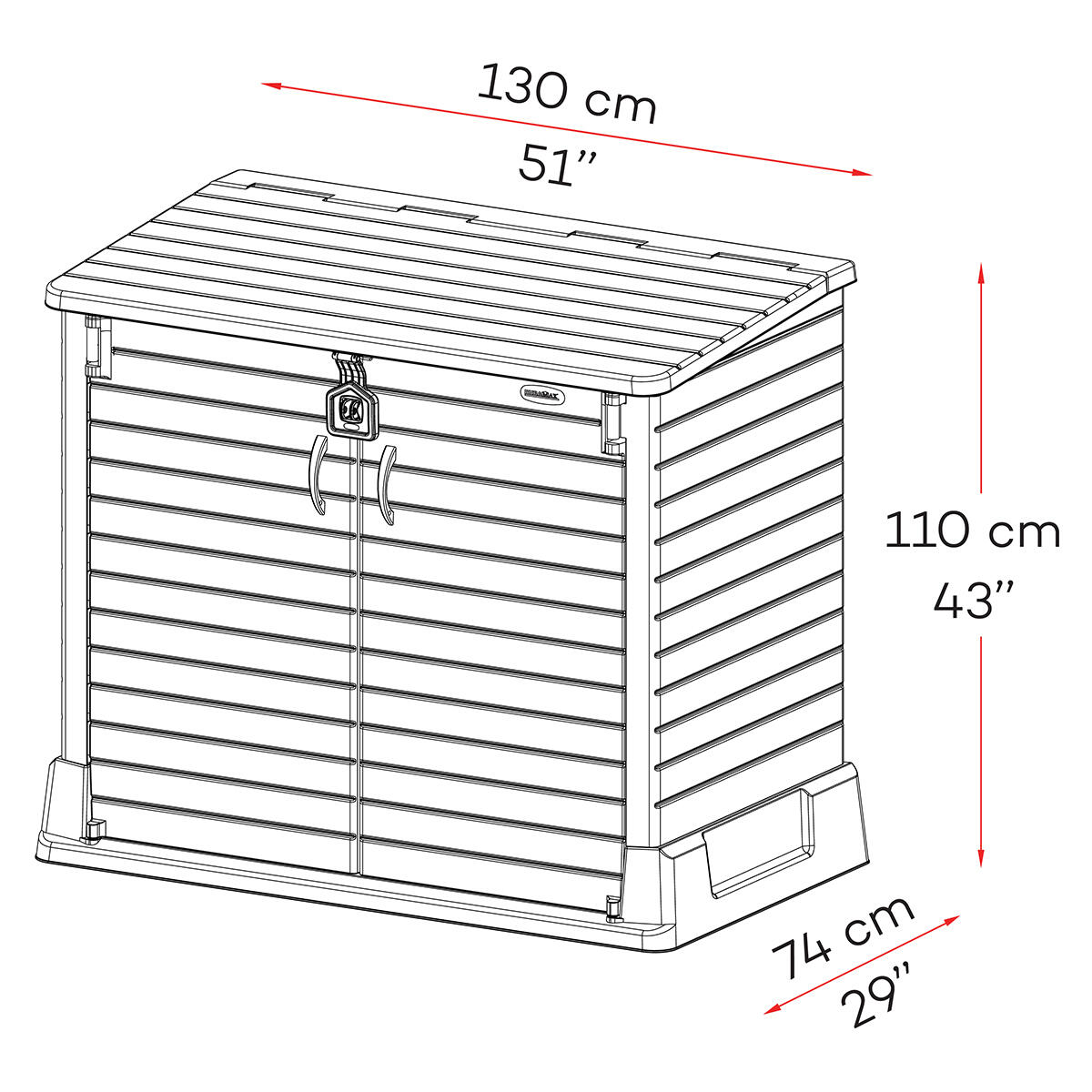 Arcón cubre cubos exterior 850 L PVC marrón 3/7
