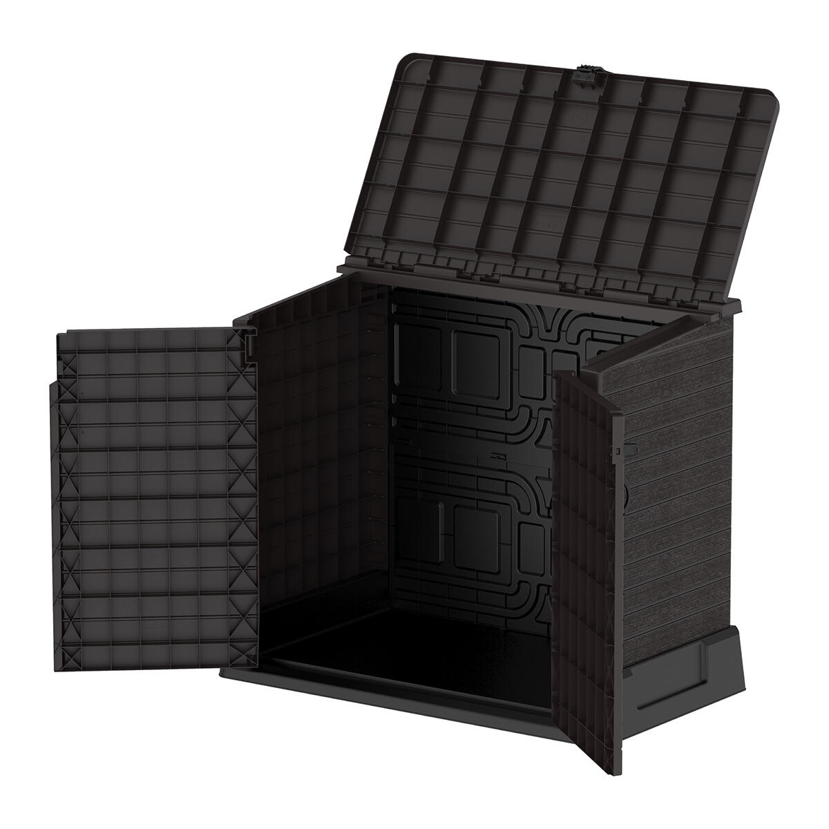Arcón cubre cubos exterior 850 L PVC marrón 5/7