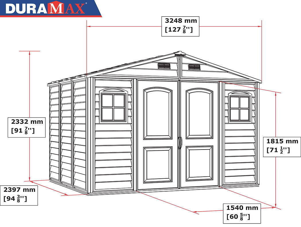 Caseta jardín Woodside 10×8 PVC marfil/marrón 5/5