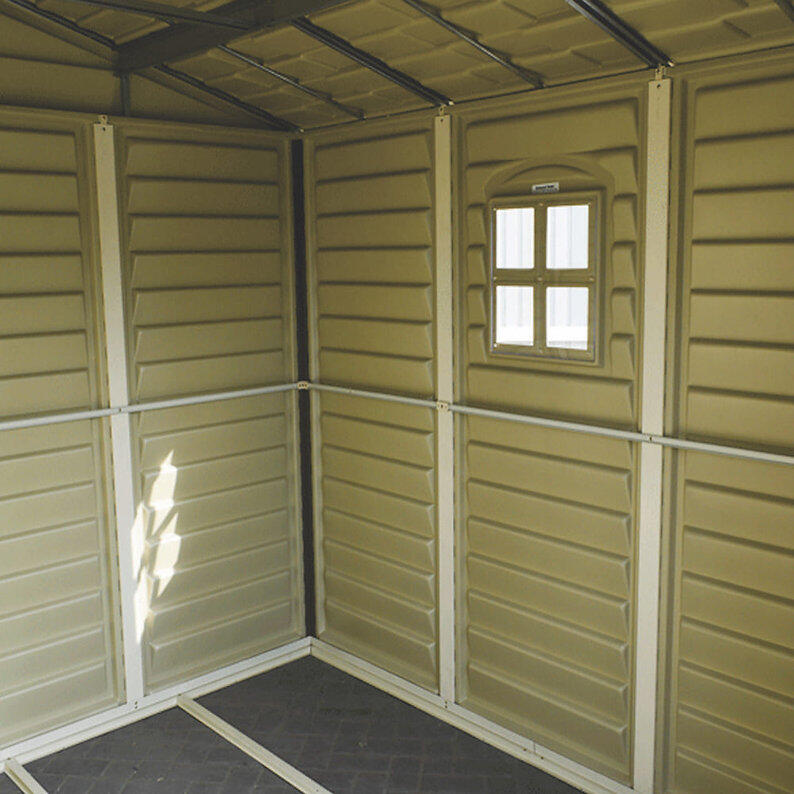 Caseta jardín Woodside 10×8 PVC marfil/marrón 4/5
