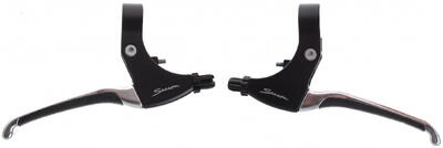 Set leve freno Saccon in alluminio nero/argento con inserto in gomma.