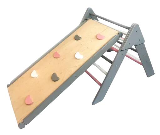 Structure d’escalade en bois d’intérieur avec toboggan double face 5/7