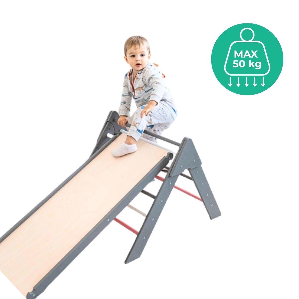 Structure d’escalade en bois d’intérieur avec toboggan double face 6/7