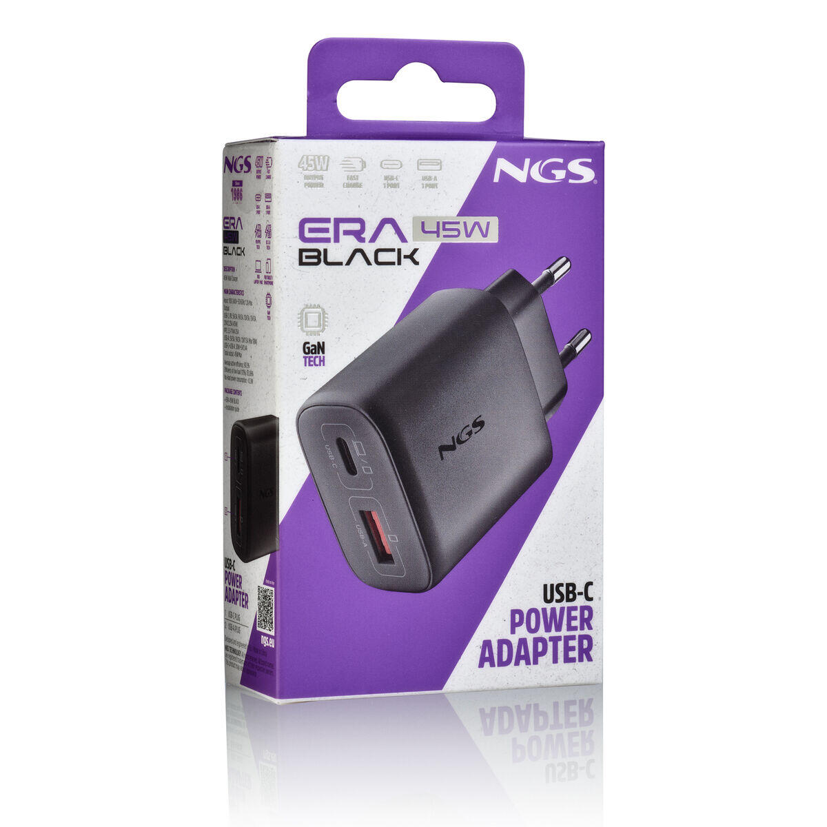 Chargeur d'ordinateur portable NGS ERA45WBLACK Prise EU 4/5