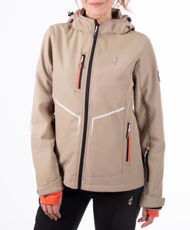 Softshell Imperméable de Randonnée Femme Aulp "Curry" L Beige 1/7