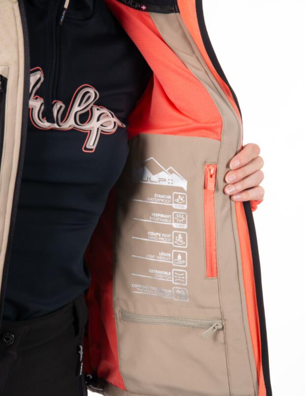 Softshell Imperméable de Randonnée Femme Aulp "Curry" L Beige 4/7