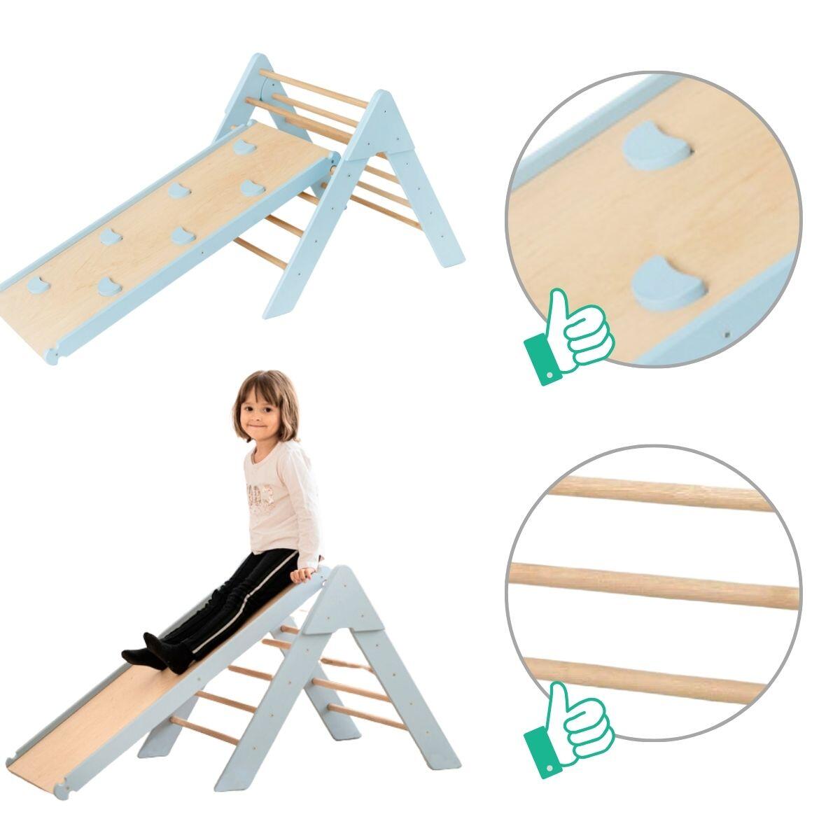 Structure d’escalade en bois d’intérieur avectoboggan double face 6/7