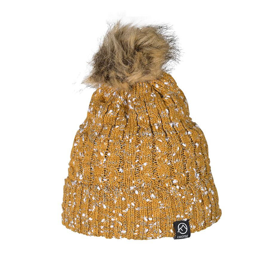 Bonnet pompon adulte ANTIOPE moutarde 1/1