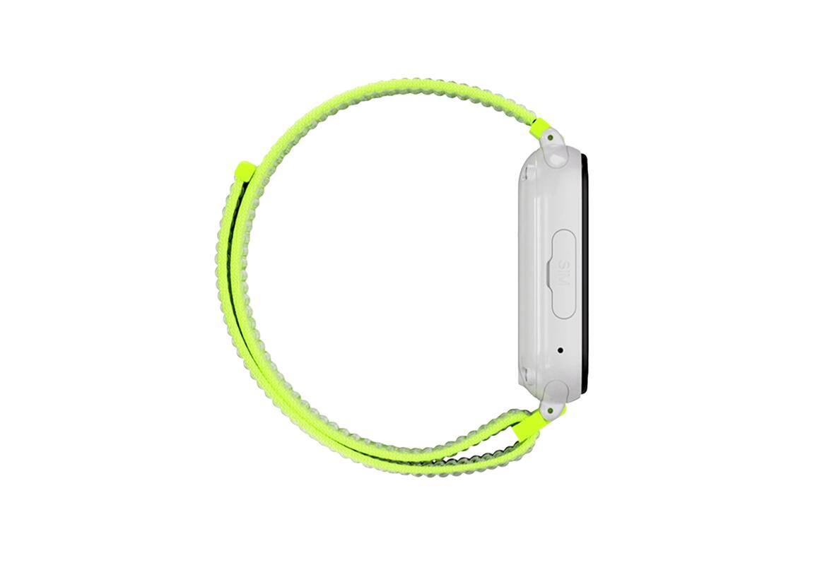 SaveWatch Plus 4G Boîtier Noir Bracelet Tissu Jaune 3/4