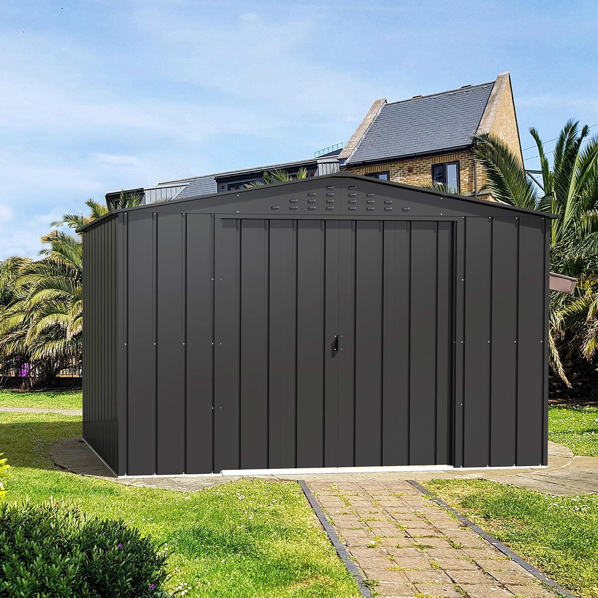 Caseta cobertizo Colossus 10×8 metal gris antracita 2/7