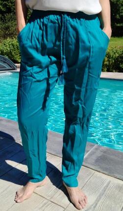 Pantalon de Plage Léger Lagon Bleu Uni L/XL Bleu Vert