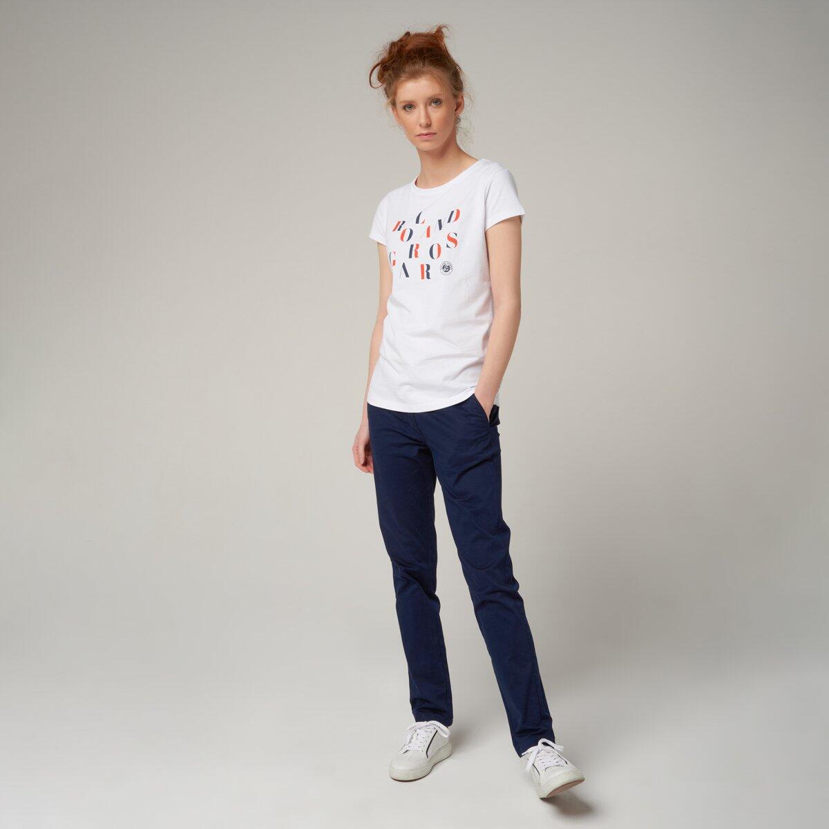 T-shirt col rond lettres femme Roland-Garros - blanc 3/5