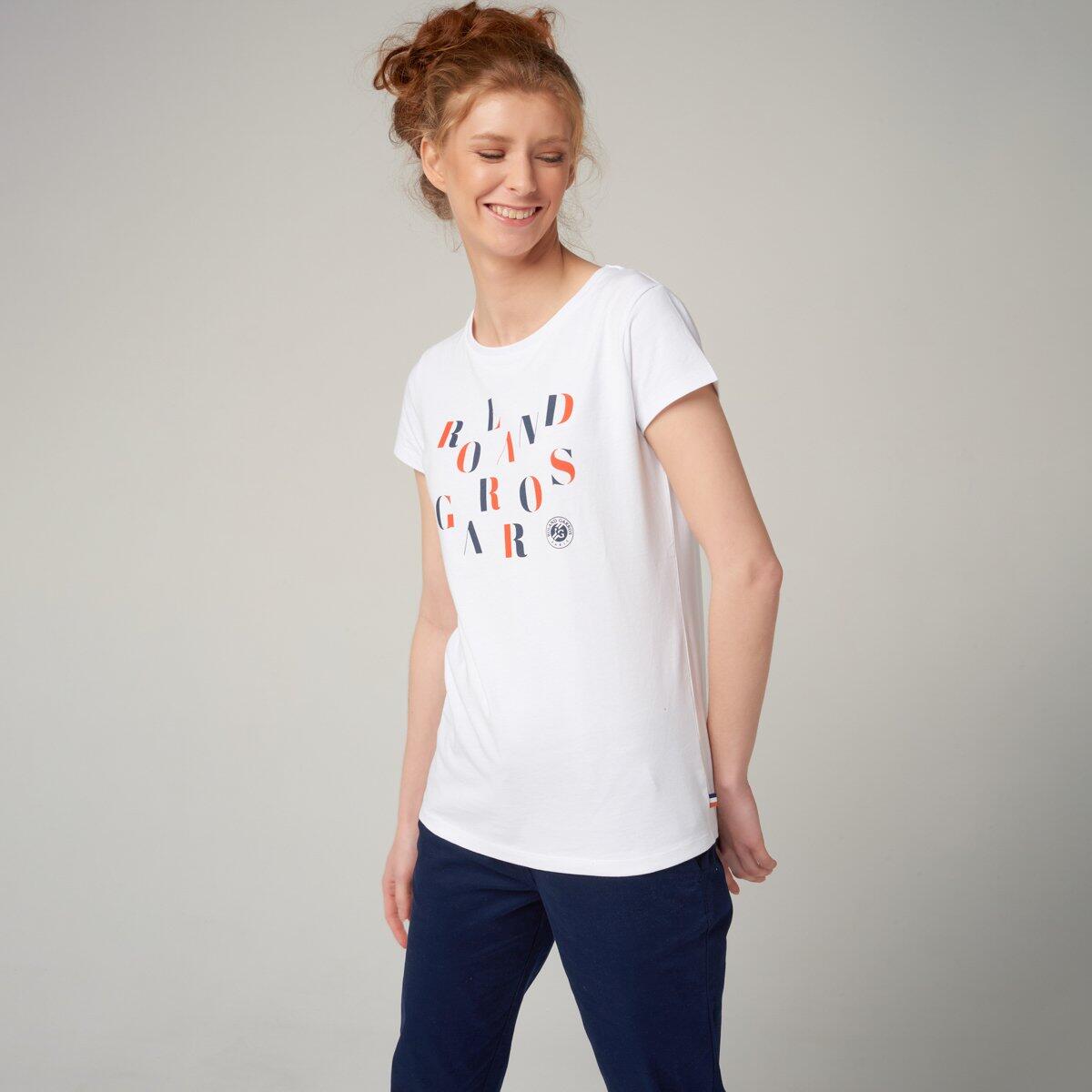T-shirt col rond lettres femme Roland-Garros - blanc 2/5