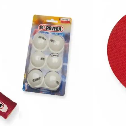 Ping Pong Set with 2 ER ROVERA Rackets and 6 White Balls