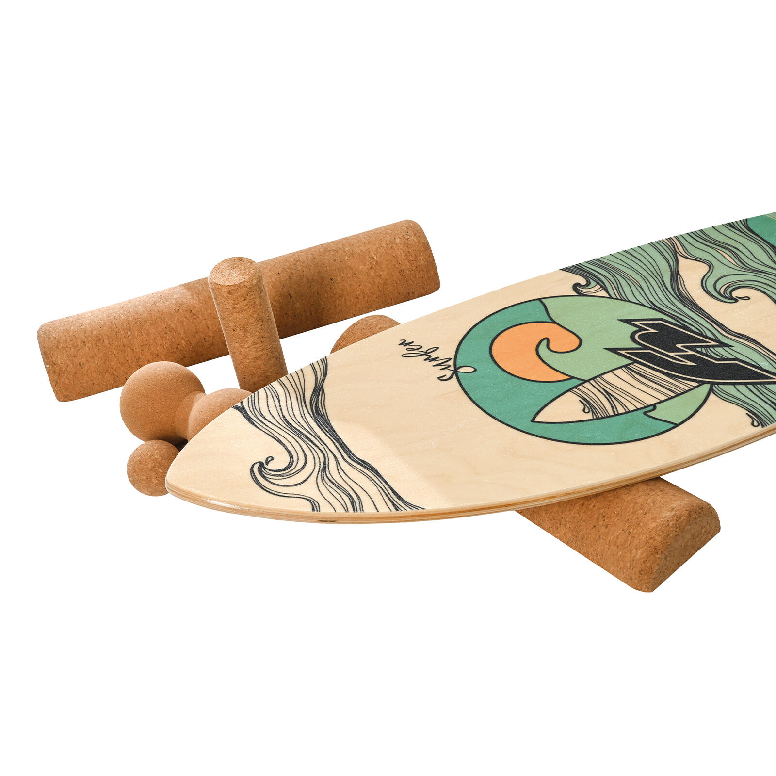 F2  Balance Board Zubehör Multi Roll Set Korkrollen und Bälle Natur 4/4