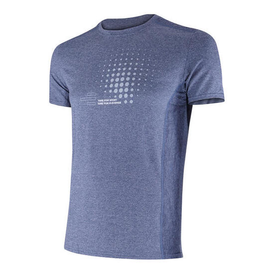 T-shirt technique homme manches courtes Fitness Running Cardio Melange Blue