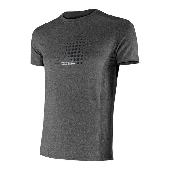 T-shirt technique homme manches courtes Fitness Running Cardio Melange gris