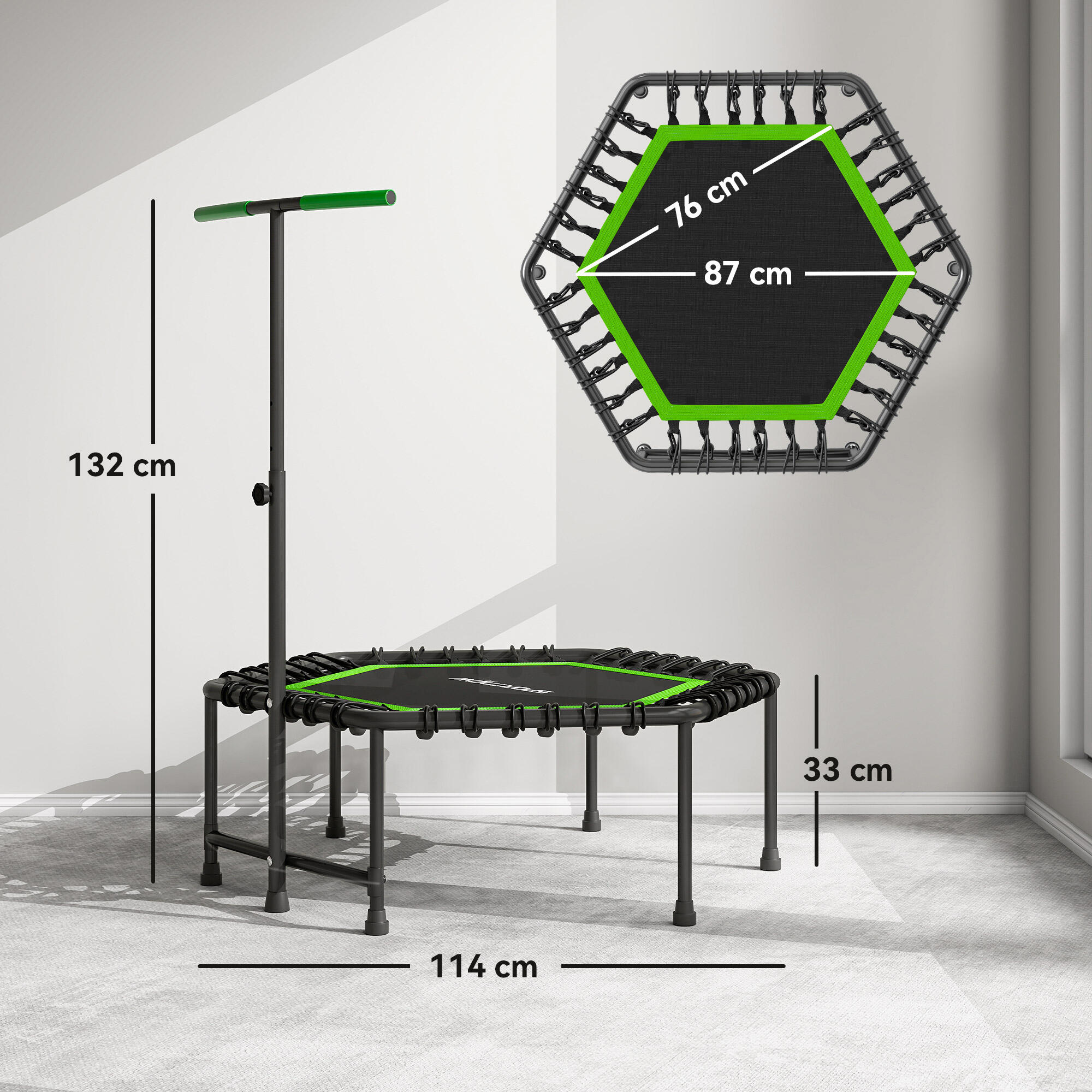 Trampolín de Fitness SPORTNOW 114x114x132 cm Verde 3/5