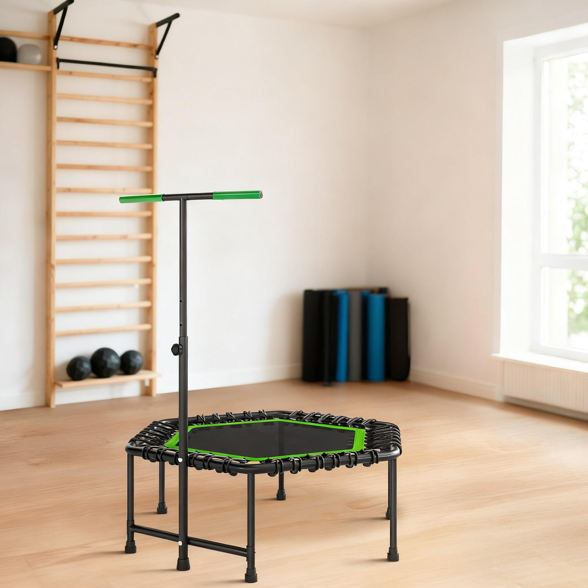 Trampolín de Fitness SPORTNOW 114x114x132 cm Verde 2/5