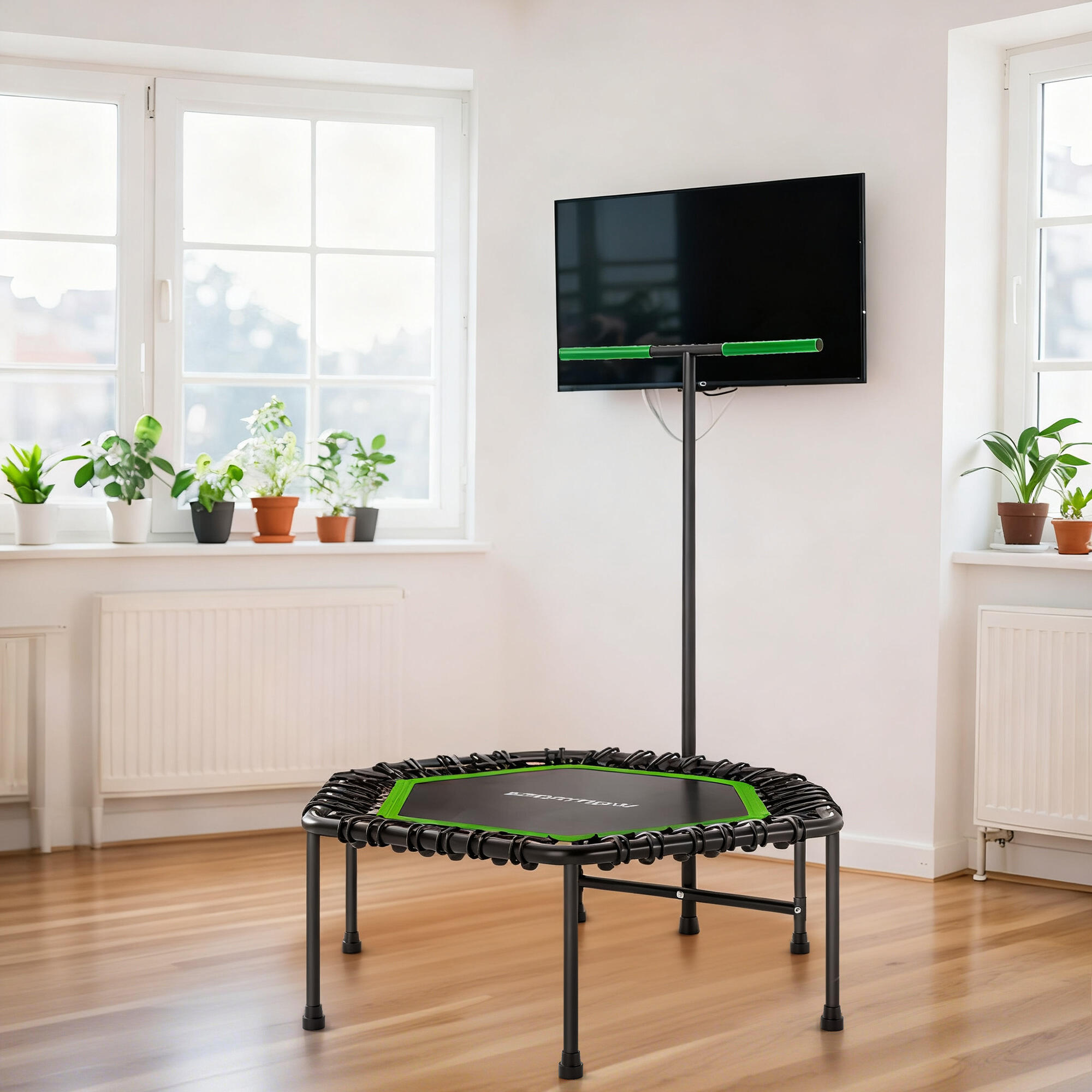 Trampolín de Fitness SPORTNOW 114x114x132 cm Verde 4/5