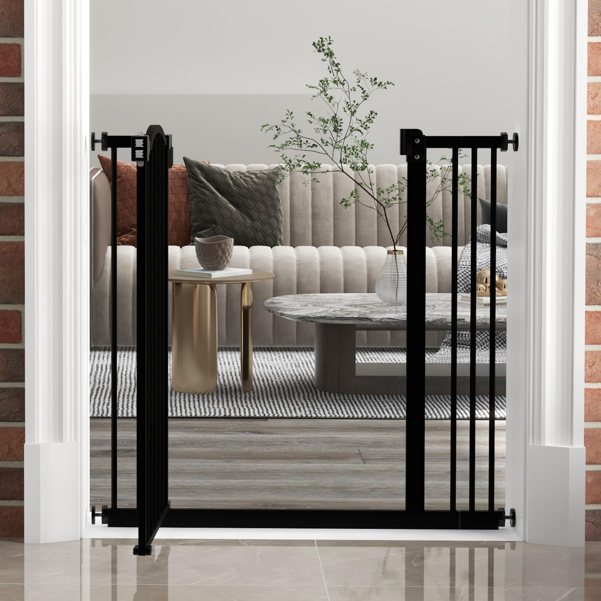 Barreira de segurança 74-87x78 cm preto PawHut 5/5