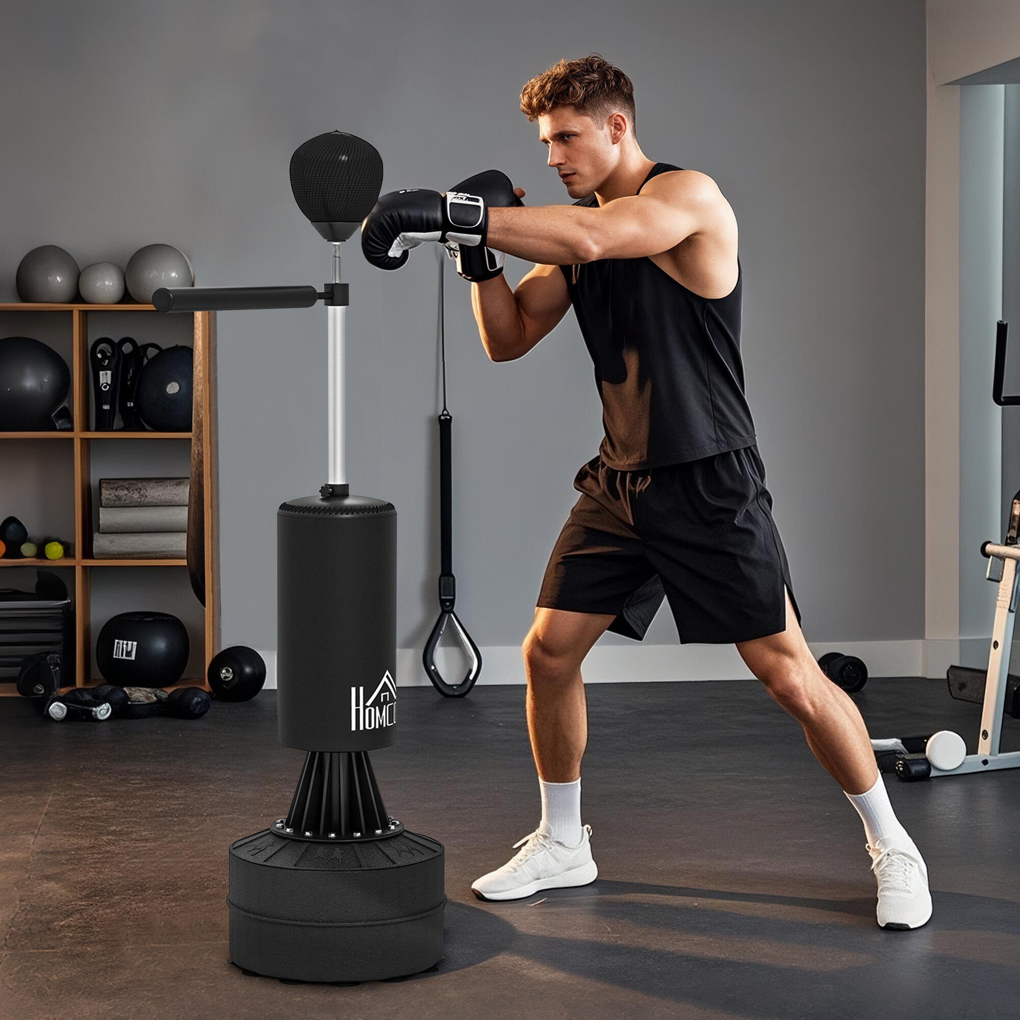 Sac de frappe sur pied - Boxe - Unisexe - Base lestable - Noir 3/6