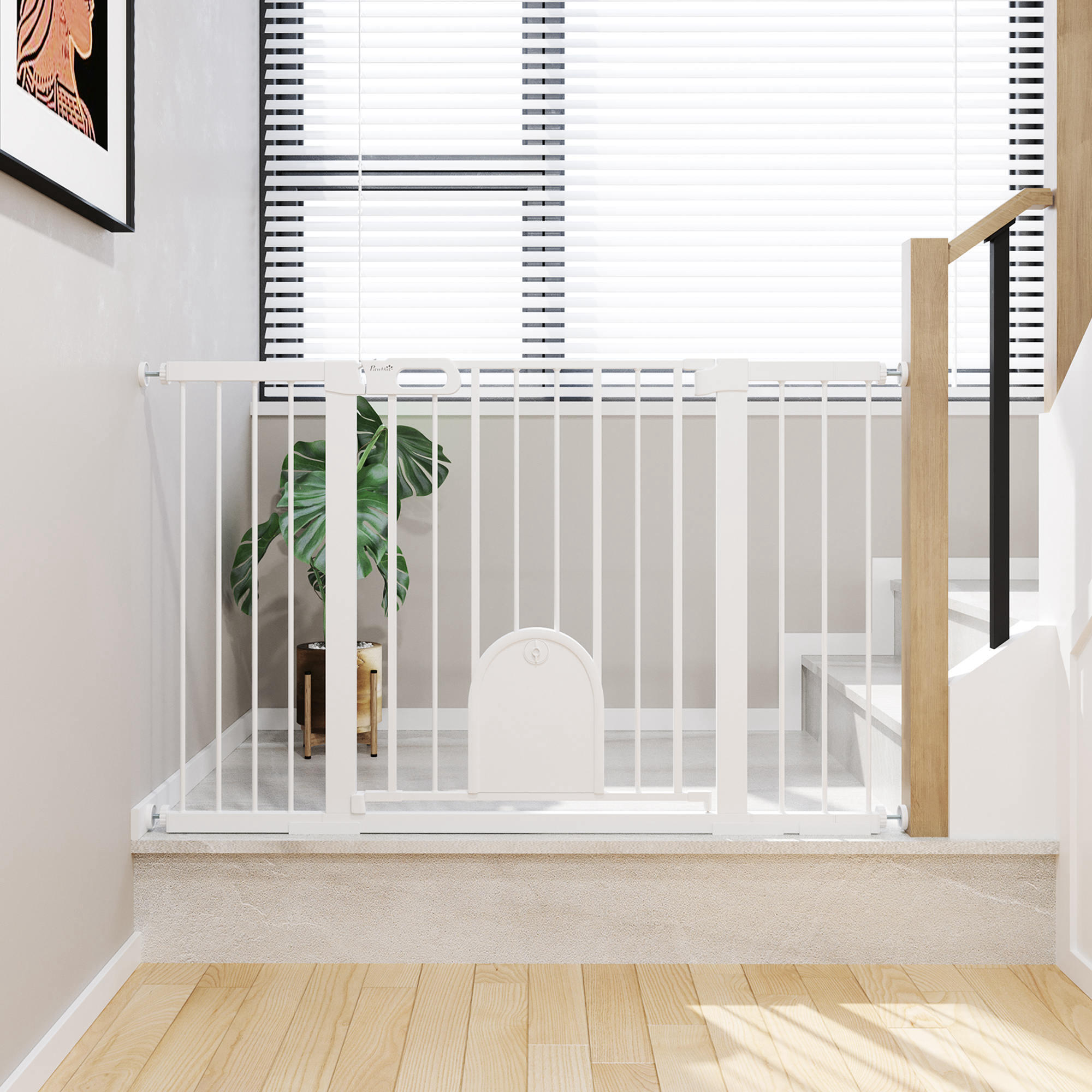 Barreira de segurança 131x2x76 cm branco PawHut 2/5